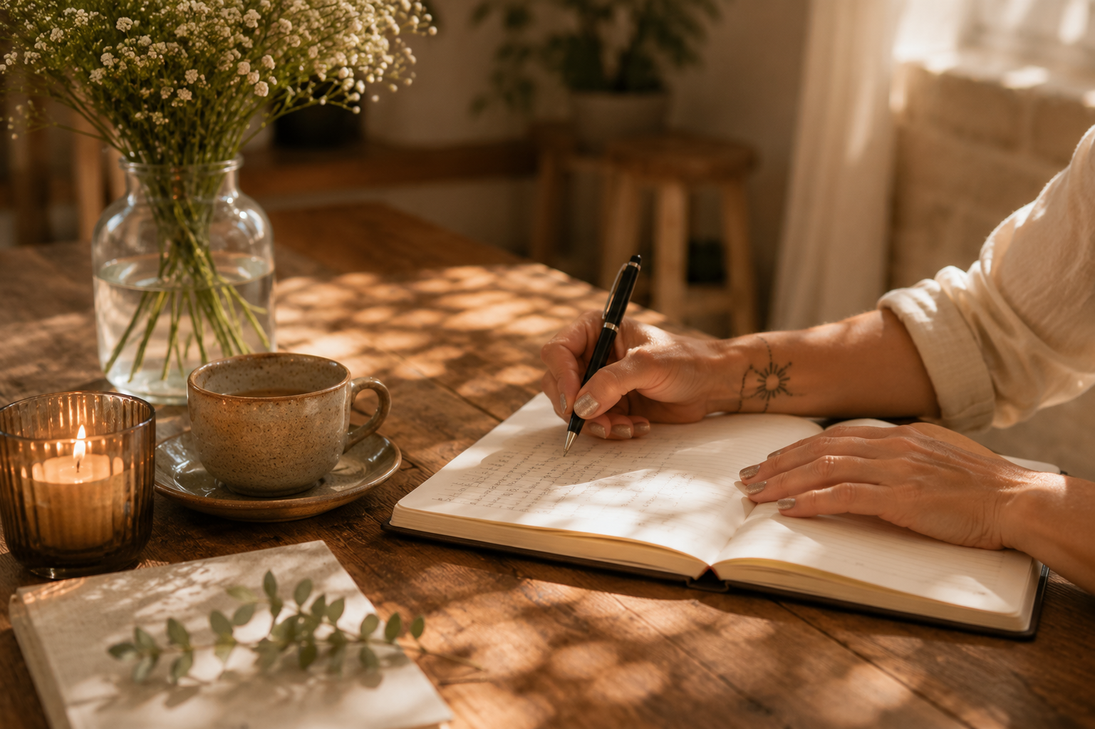 Carnet, tasse et écriture