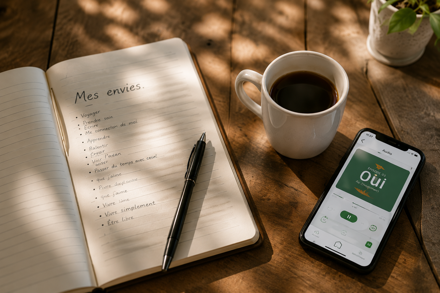 Carnet d’envies avec café