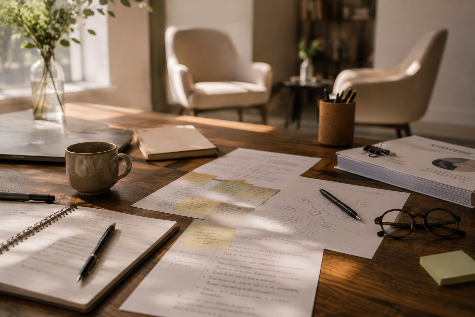 Espace de travail, notes et projet en construction