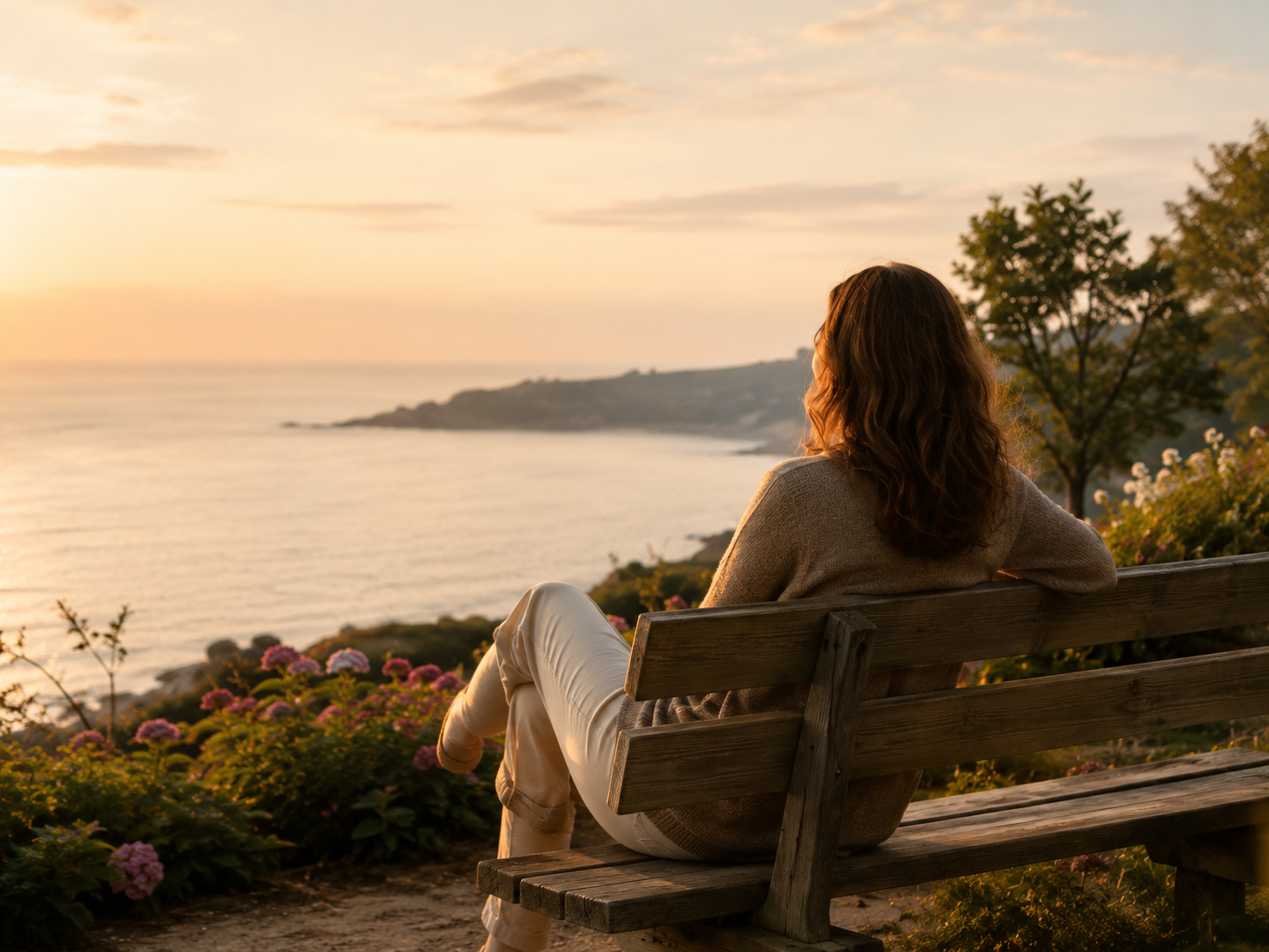 Femme face à la mer, nouvelle étape de vie