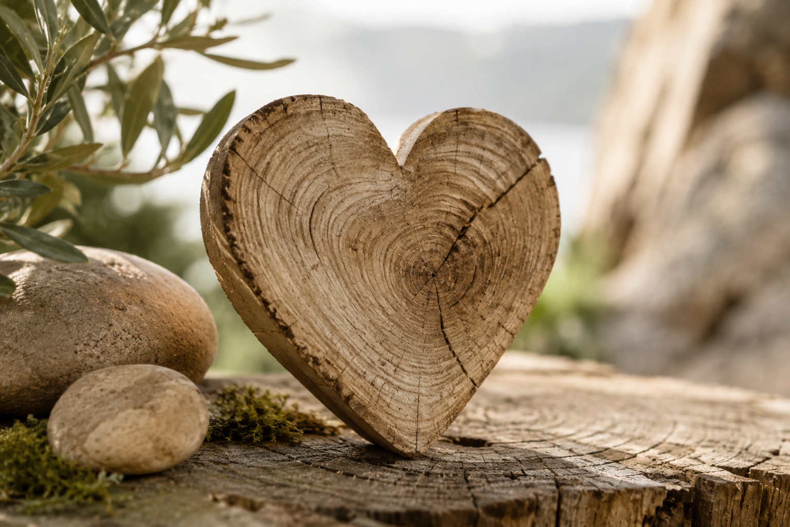 Cœur en bois, symbole d’un accompagnement humain