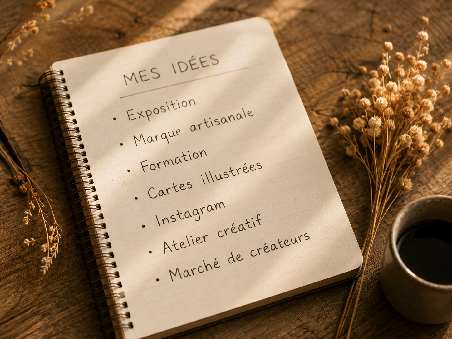 Carnet rempli d’idées créatives